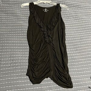 Rouched black tank. Flattering fit.